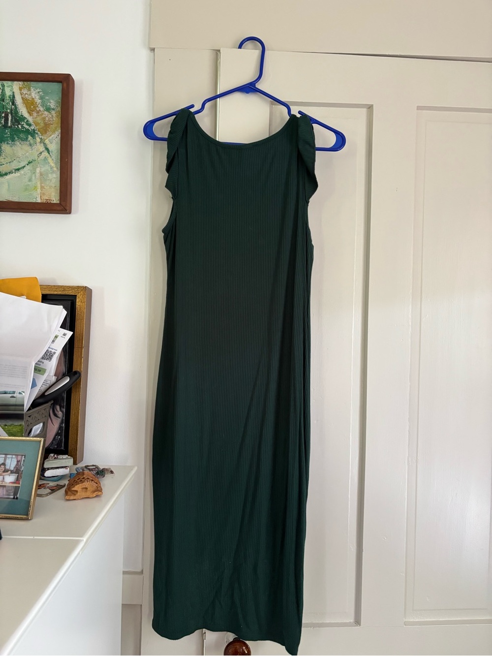 Hello MIZ Forest Green Ribbed Maxi maternity Dress